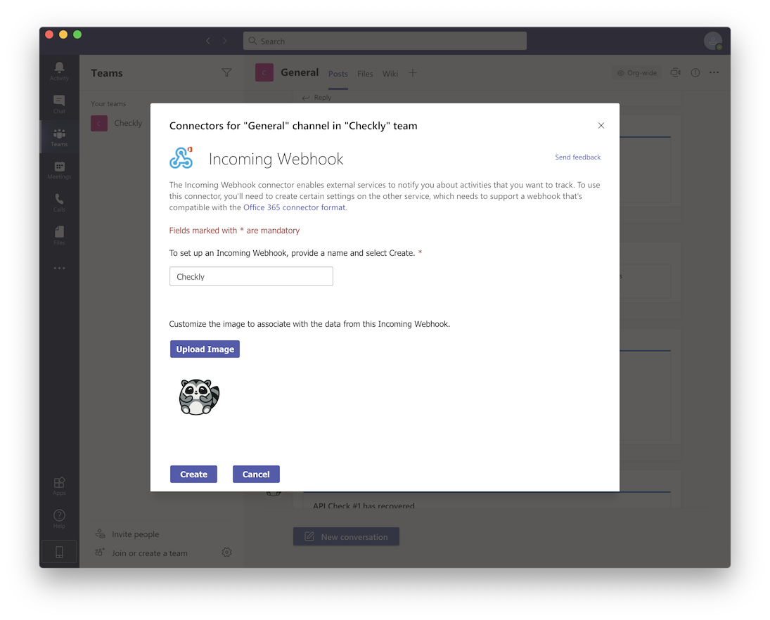 setup checkly msteams integration step 3